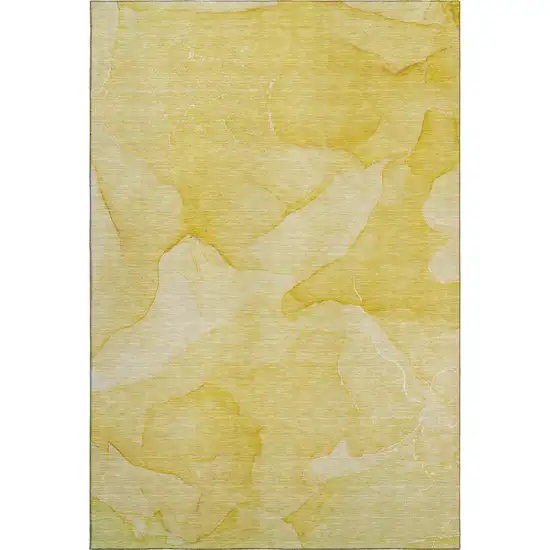 Gold And Ivory Abstract Washable Area Rug With UV Protection Photo 2