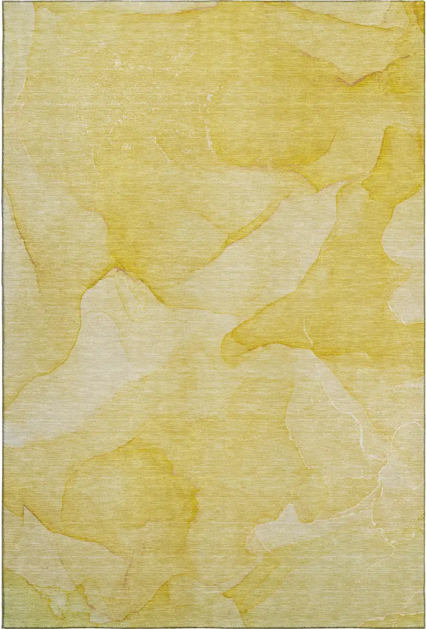 Gold And Ivory Abstract Washable Area Rug With UV Protection Photo 1
