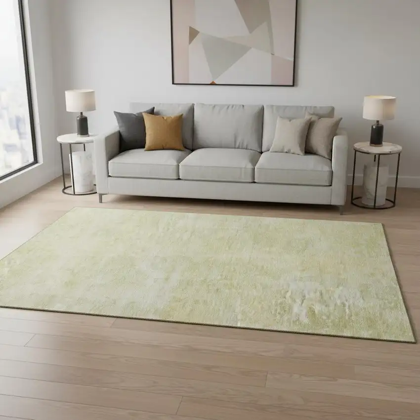 Gold And Ivory Abstract Washable Area Rug With UV Protection Photo 2