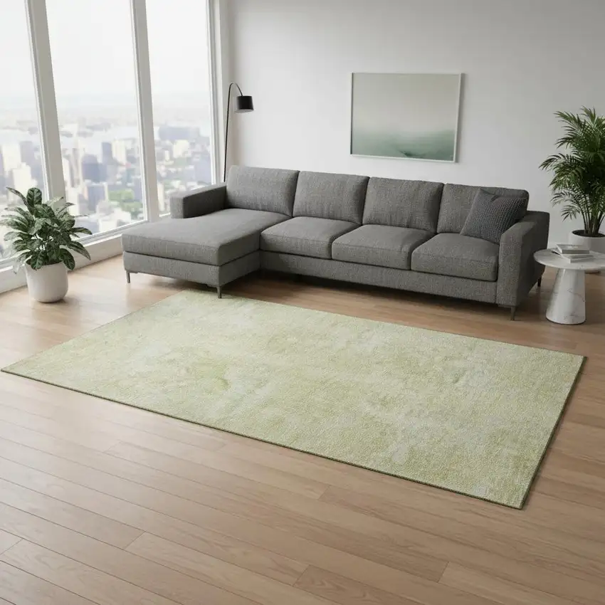 Gold And Ivory Abstract Washable Area Rug With UV Protection Photo 2