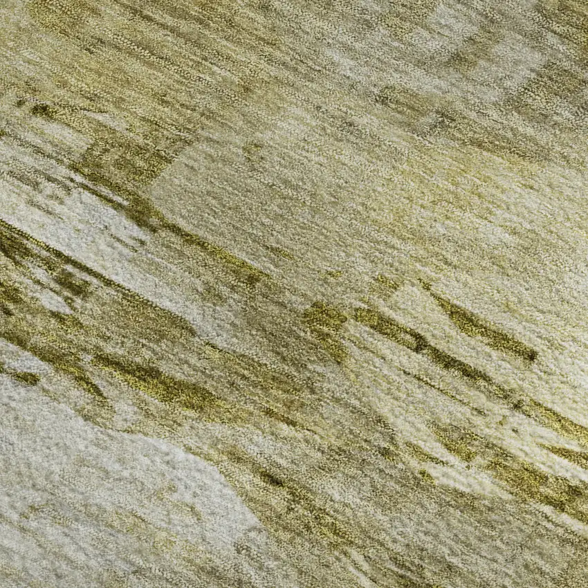 Gold And Ivory Abstract Washable Area Rug With UV Protection Photo 5