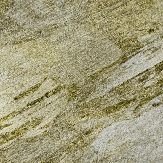 Gold And Ivory Abstract Washable Area Rug With UV Protection Photo 3