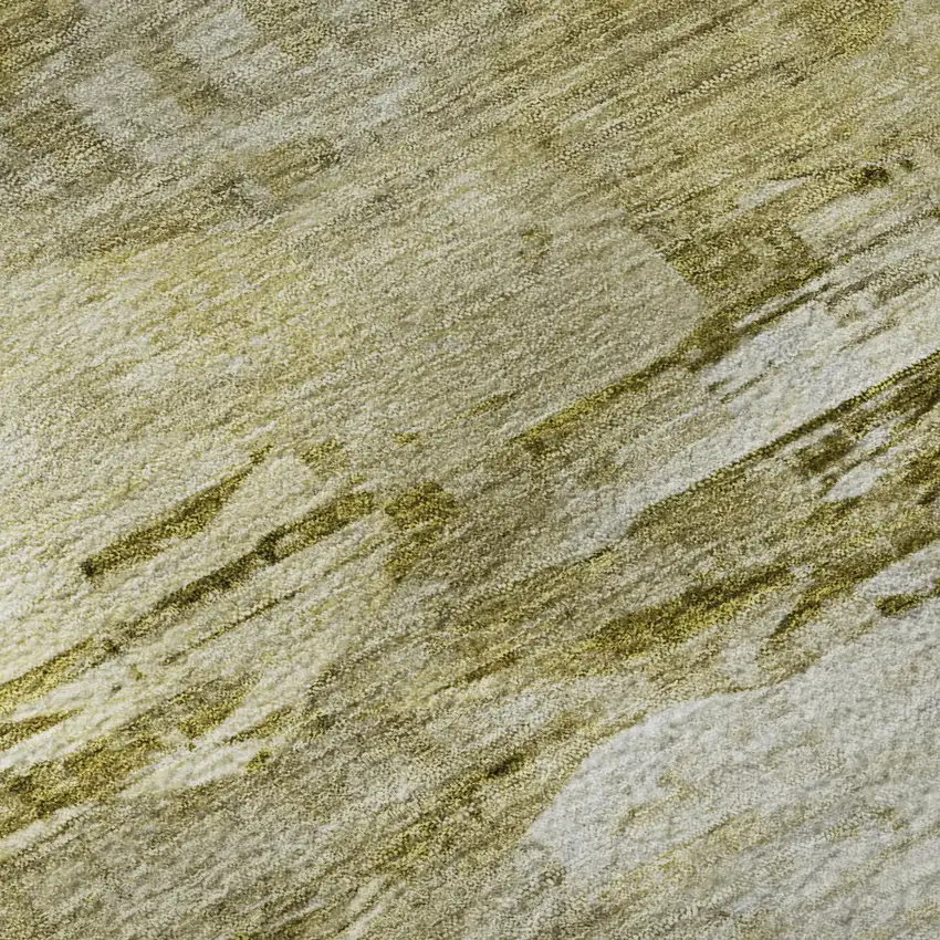 Gold And Ivory Abstract Washable Area Rug With UV Protection Photo 3