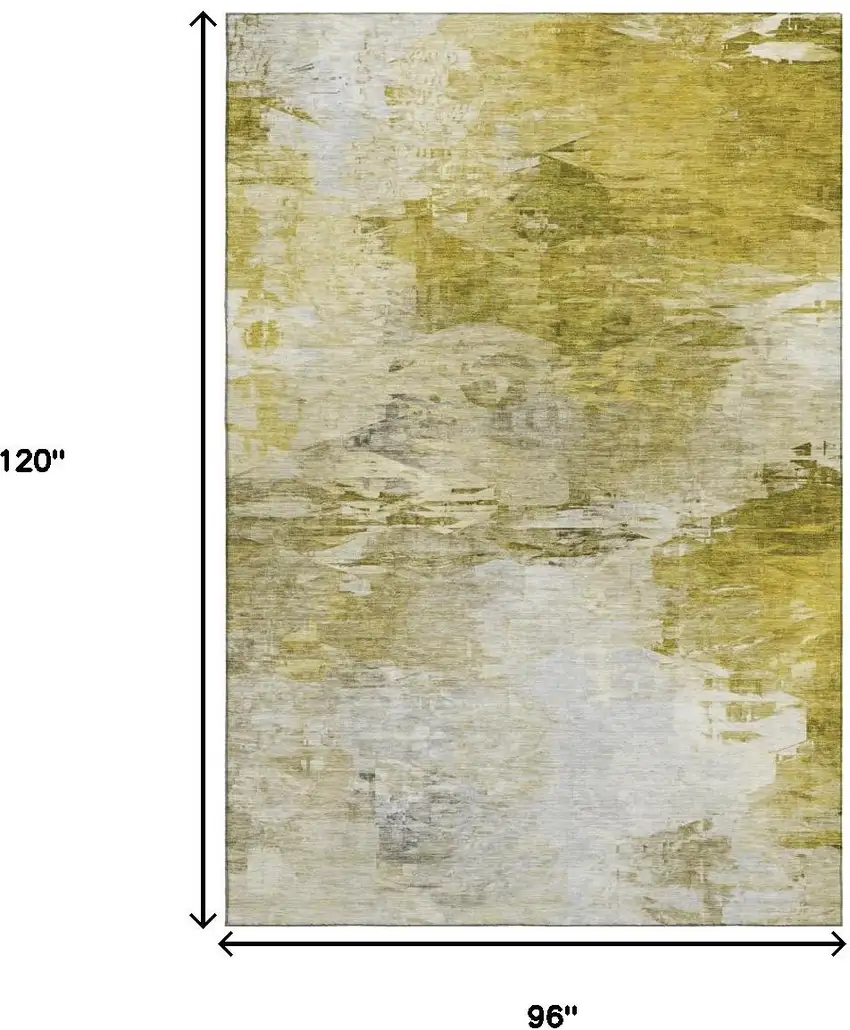 Gold And Ivory Abstract Washable Area Rug With UV Protection Photo 7