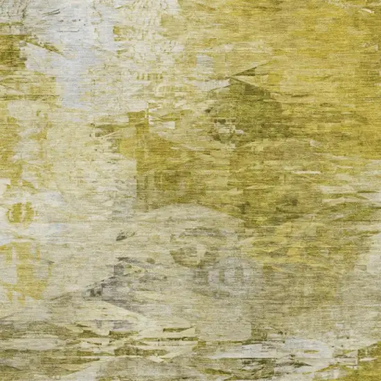 Gold And Ivory Abstract Washable Area Rug With UV Protection Photo 3