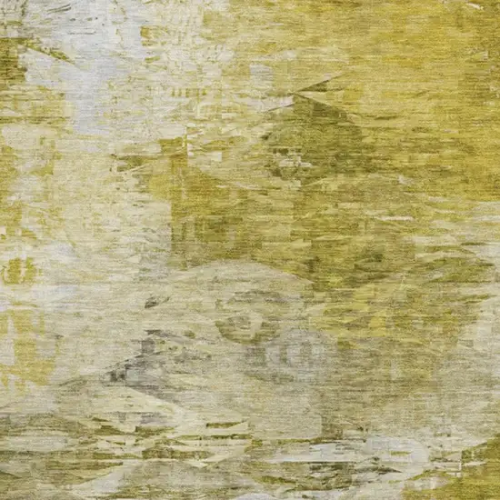 Gold And Ivory Abstract Washable Area Rug With UV Protection Photo 3