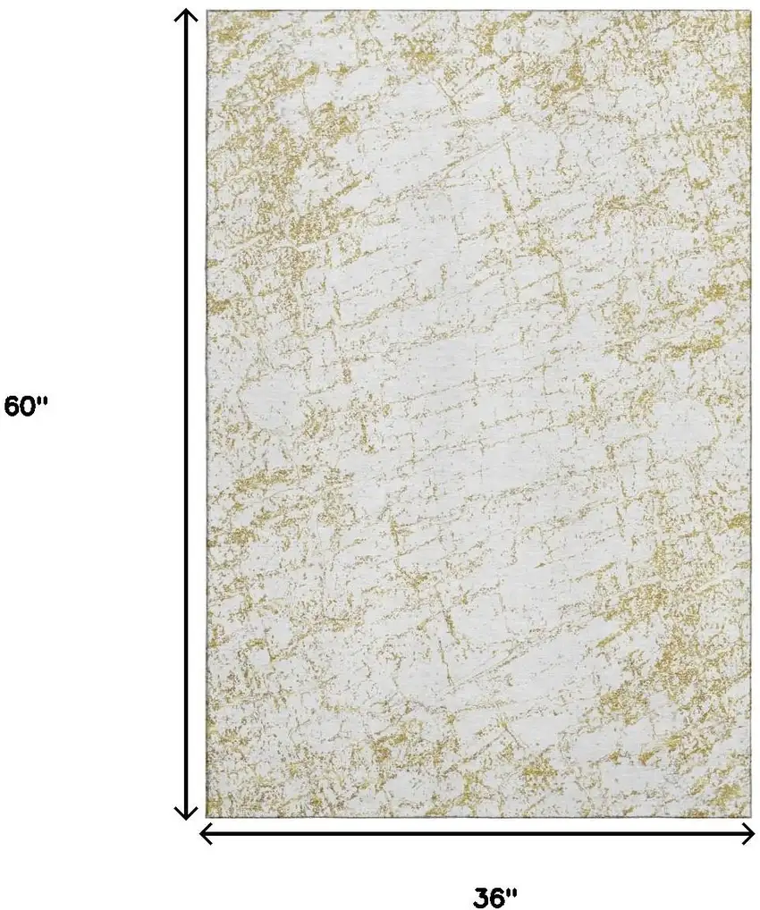 Gold And Ivory Abstract Washable Area Rug With UV Protection Photo 7