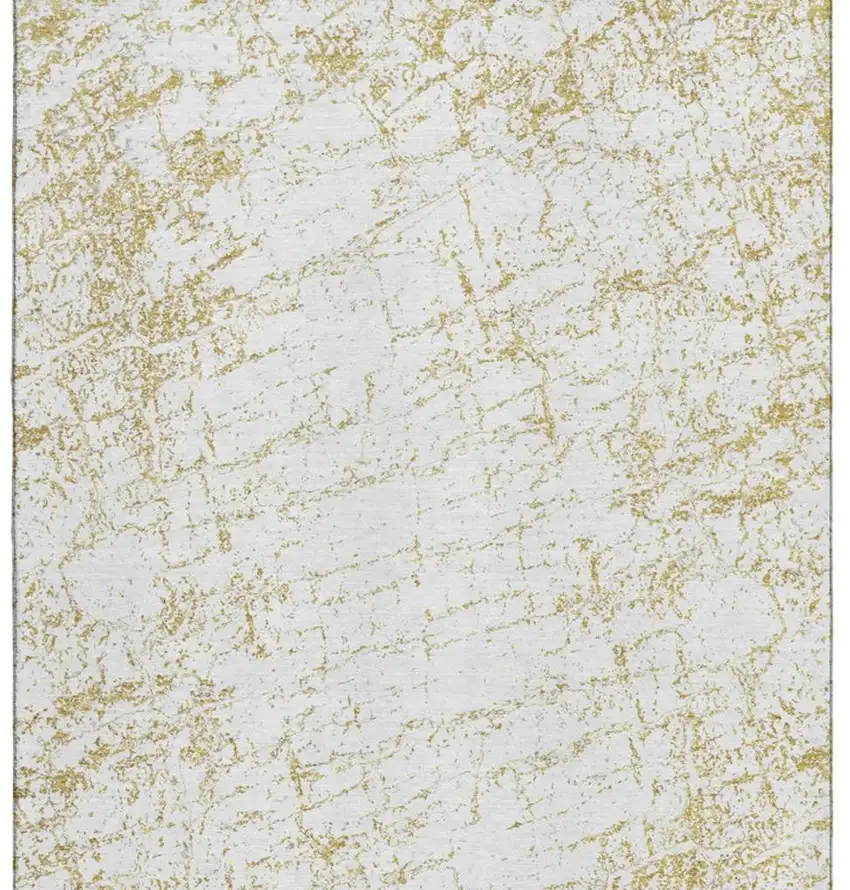Gold And Ivory Abstract Washable Area Rug With UV Protection Photo 3