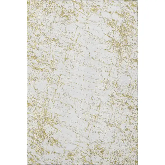 Gold And Ivory Abstract Washable Area Rug With UV Protection Photo 4