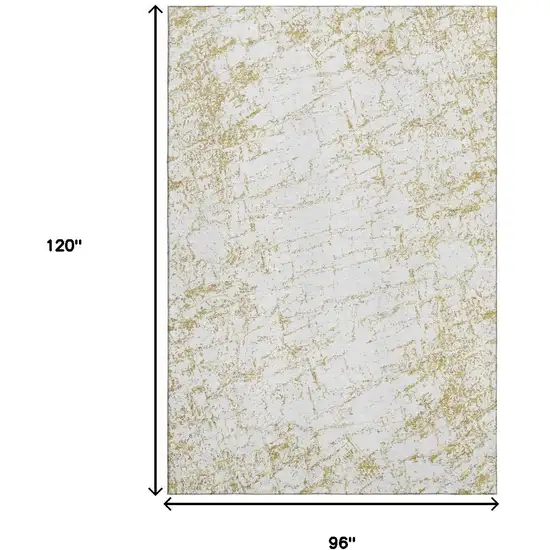 Gold And Ivory Abstract Washable Area Rug With UV Protection Photo 3