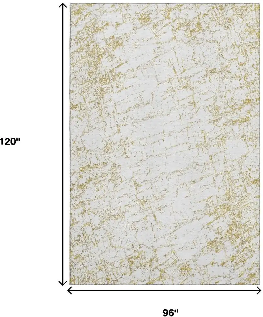 Gold And Ivory Abstract Washable Area Rug With UV Protection Photo 3