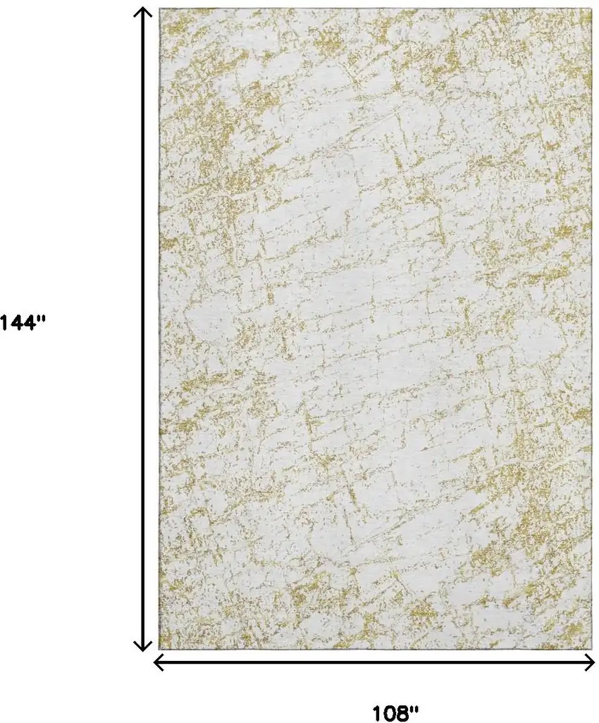 Gold And Ivory Abstract Washable Area Rug With UV Protection Photo 3
