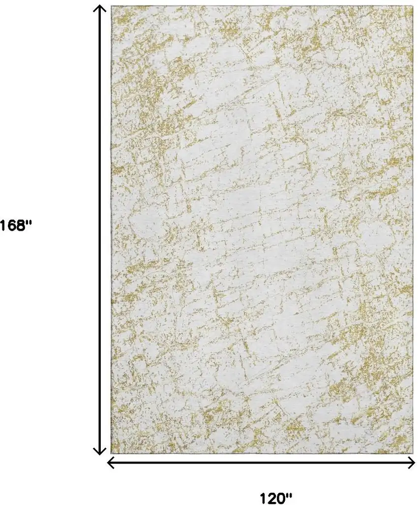Gold And Ivory Abstract Washable Area Rug With UV Protection Photo 3