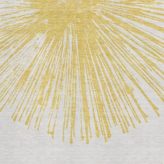 Gold And Ivory Abstract Washable Area Rug With UV Protection Photo 9