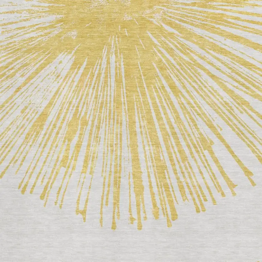 Gold And Ivory Abstract Washable Area Rug With UV Protection Photo 9