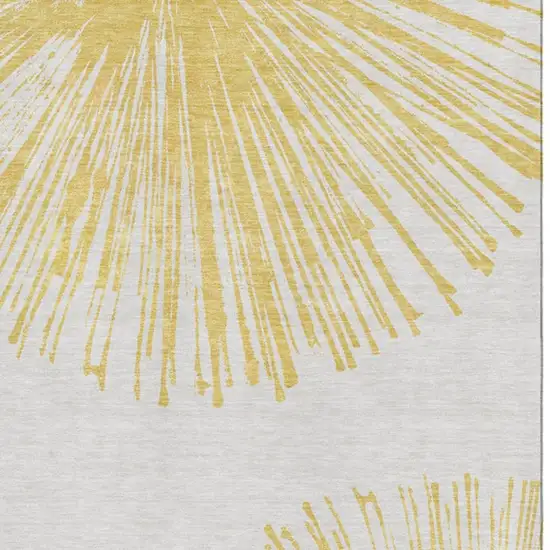 Gold And Ivory Abstract Washable Area Rug With UV Protection Photo 3
