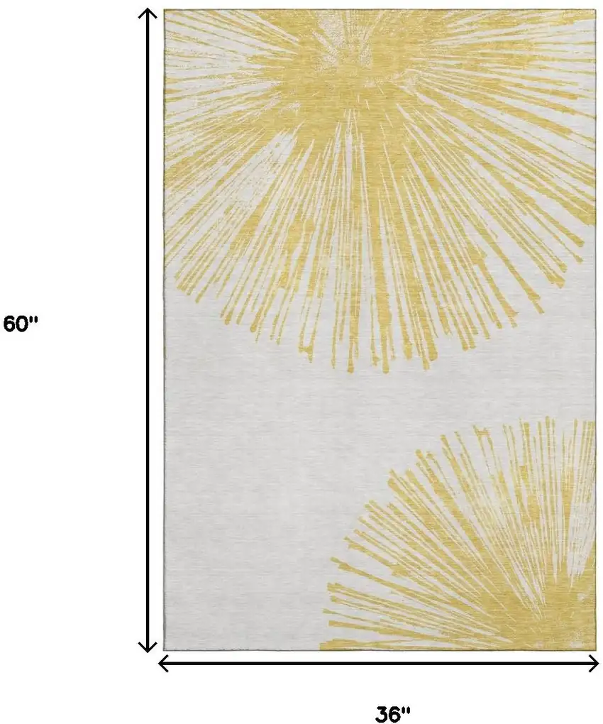 Gold And Ivory Abstract Washable Area Rug With UV Protection Photo 7