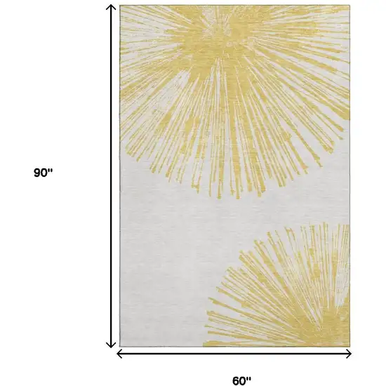 Gold And Ivory Abstract Washable Area Rug With UV Protection Photo 7