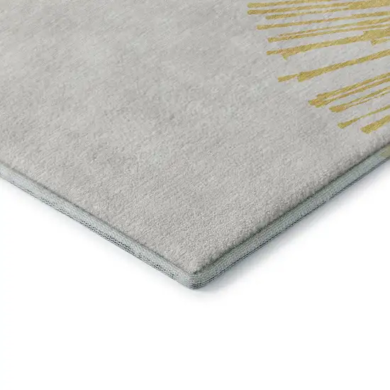 Gold And Ivory Abstract Washable Area Rug With UV Protection Photo 9