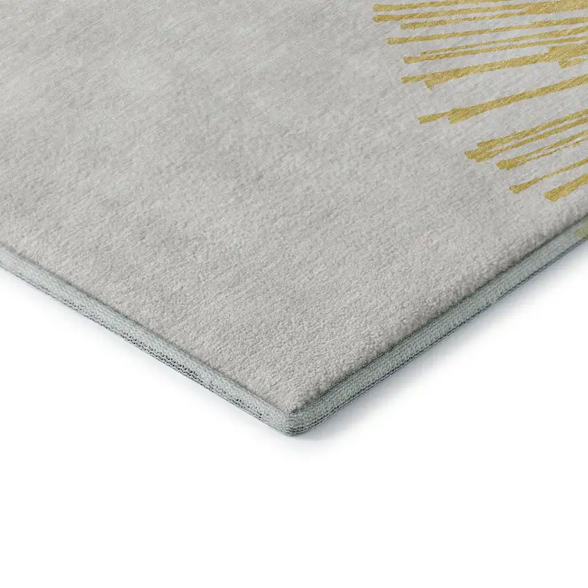 Gold And Ivory Abstract Washable Area Rug With UV Protection Photo 9