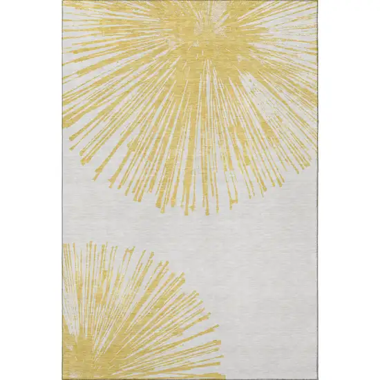 Gold And Ivory Abstract Washable Area Rug With UV Protection Photo 4