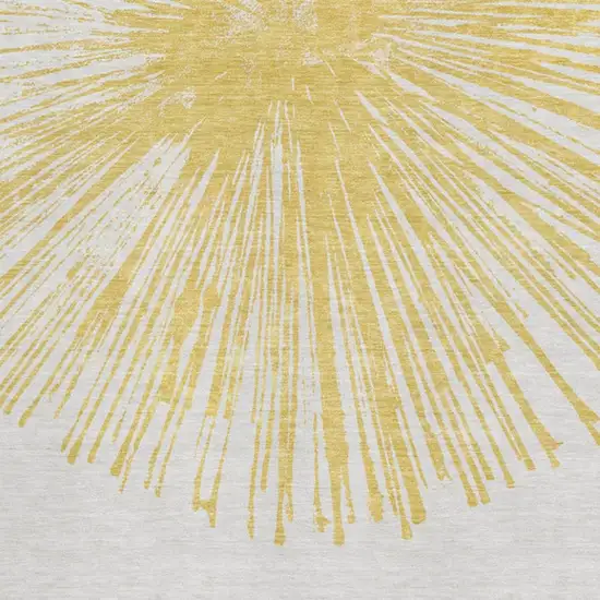 Gold And Ivory Abstract Washable Area Rug With UV Protection Photo 3