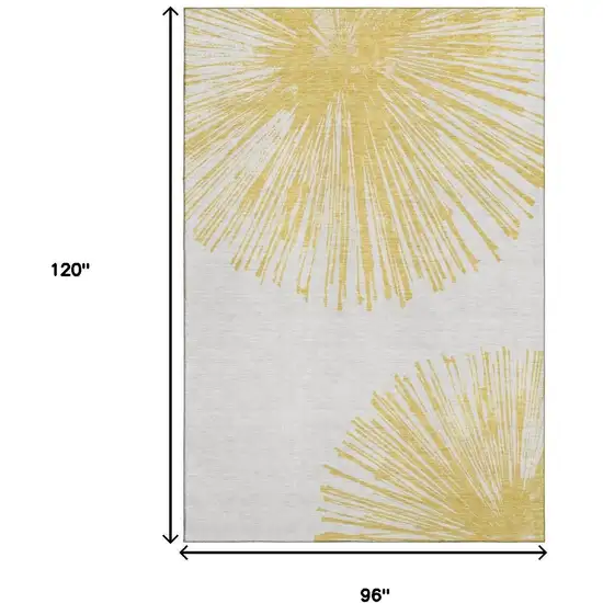 Gold And Ivory Abstract Washable Area Rug With UV Protection Photo 7