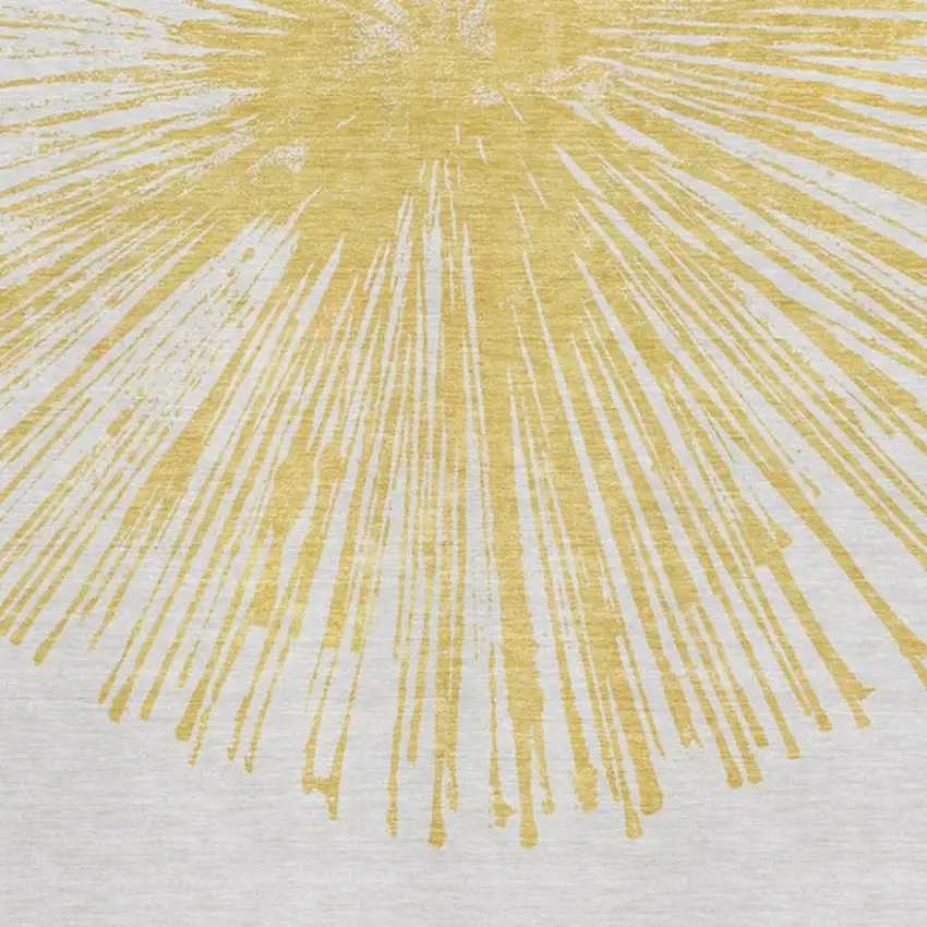 Gold And Ivory Abstract Washable Area Rug With UV Protection Photo 4