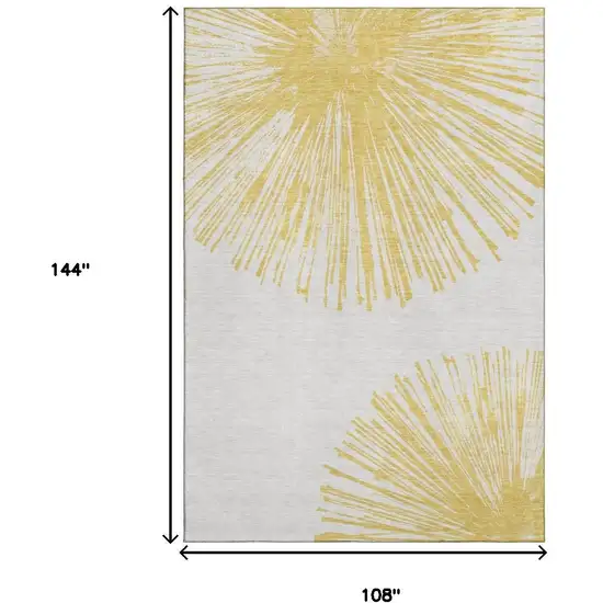 Gold And Ivory Abstract Washable Area Rug With UV Protection Photo 8