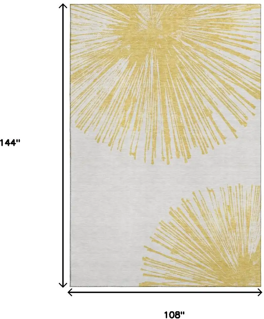 Gold And Ivory Abstract Washable Area Rug With UV Protection Photo 8