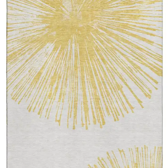 Gold And Ivory Abstract Washable Area Rug With UV Protection Photo 4