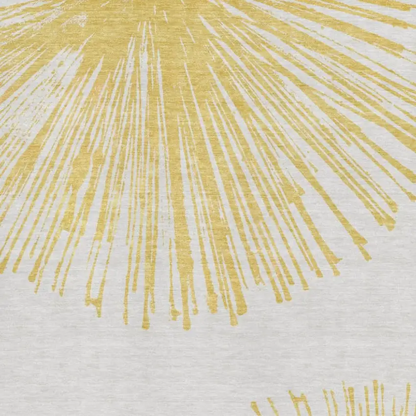 Gold And Ivory Abstract Washable Area Rug With UV Protection Photo 3