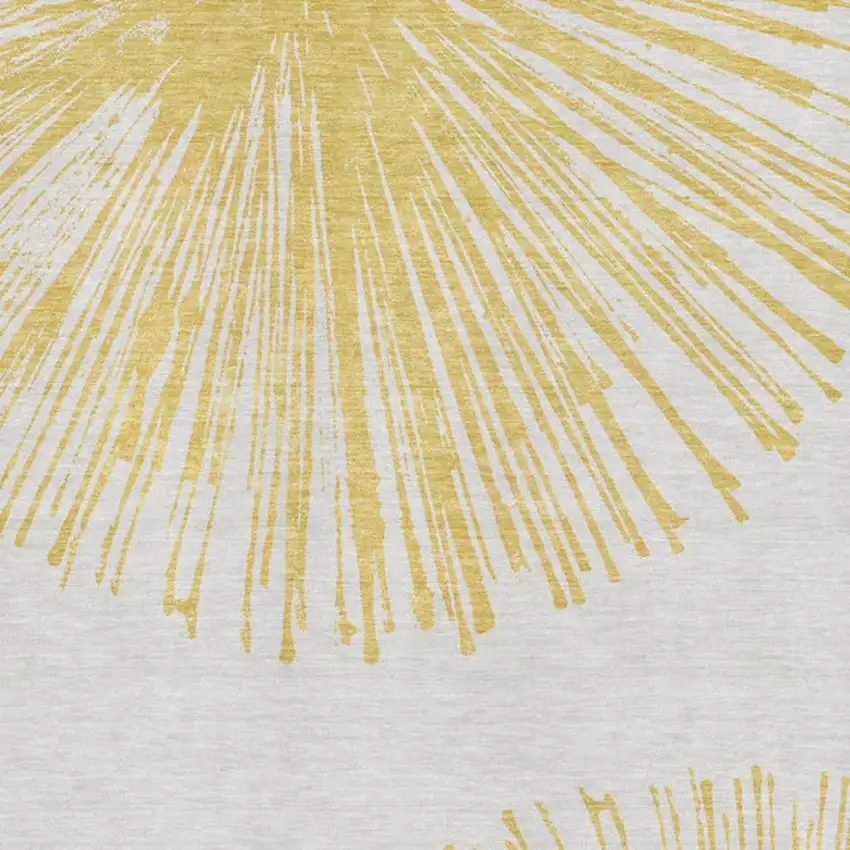 Gold And Ivory Abstract Washable Area Rug With UV Protection Photo 8