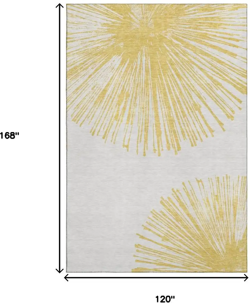 Gold And Ivory Abstract Washable Area Rug With UV Protection Photo 7