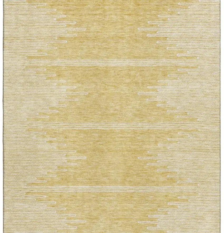 Gold And Ivory Abstract Washable Area Rug With UV Protection Photo 6