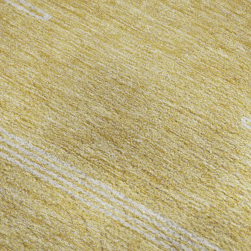 Gold And Ivory Abstract Washable Area Rug With UV Protection Photo 4