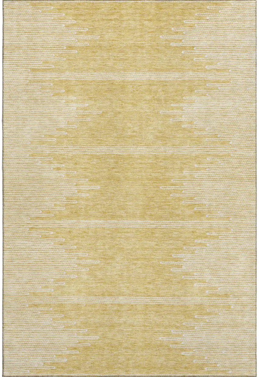 Gold And Ivory Abstract Washable Area Rug With UV Protection Photo 1