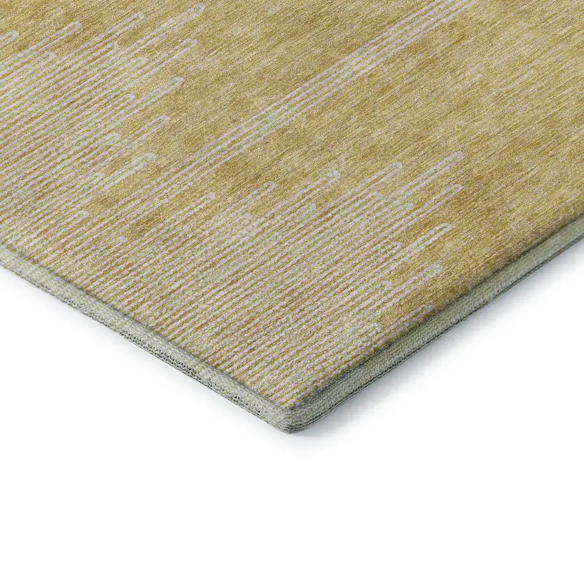Gold And Ivory Abstract Washable Area Rug With UV Protection Photo 8