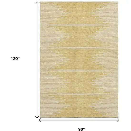 Gold And Ivory Abstract Washable Area Rug With UV Protection Photo 7