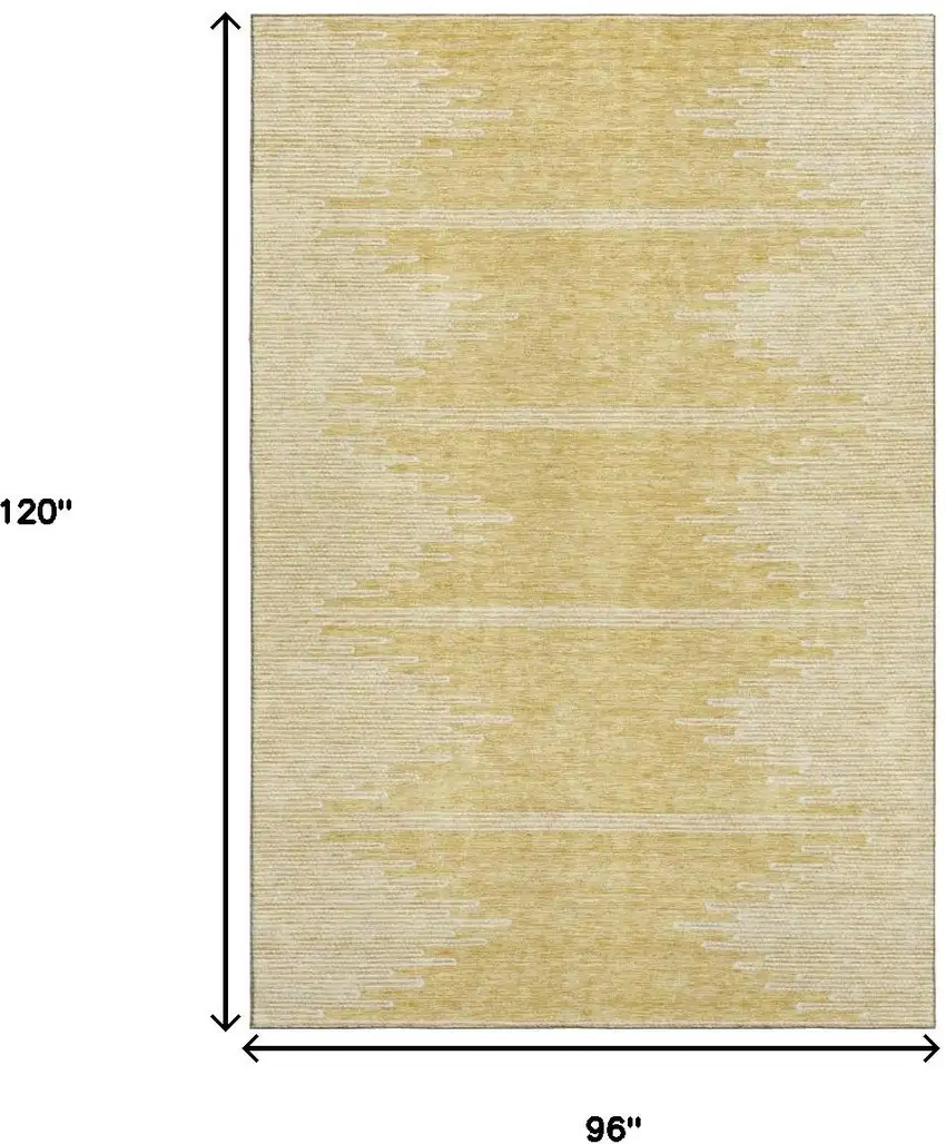 Gold And Ivory Abstract Washable Area Rug With UV Protection Photo 7