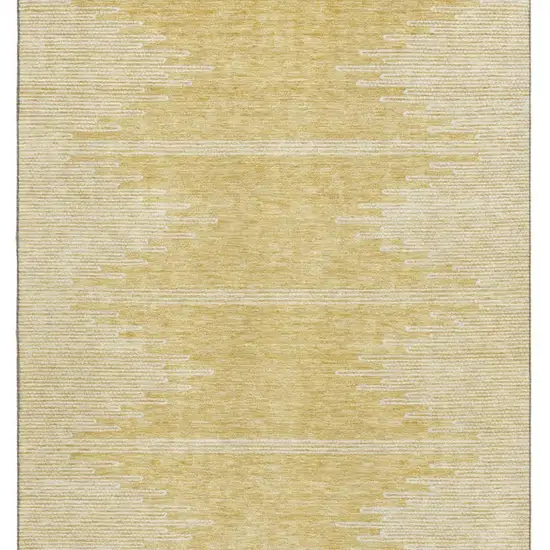 Gold And Ivory Abstract Washable Area Rug With UV Protection Photo 4