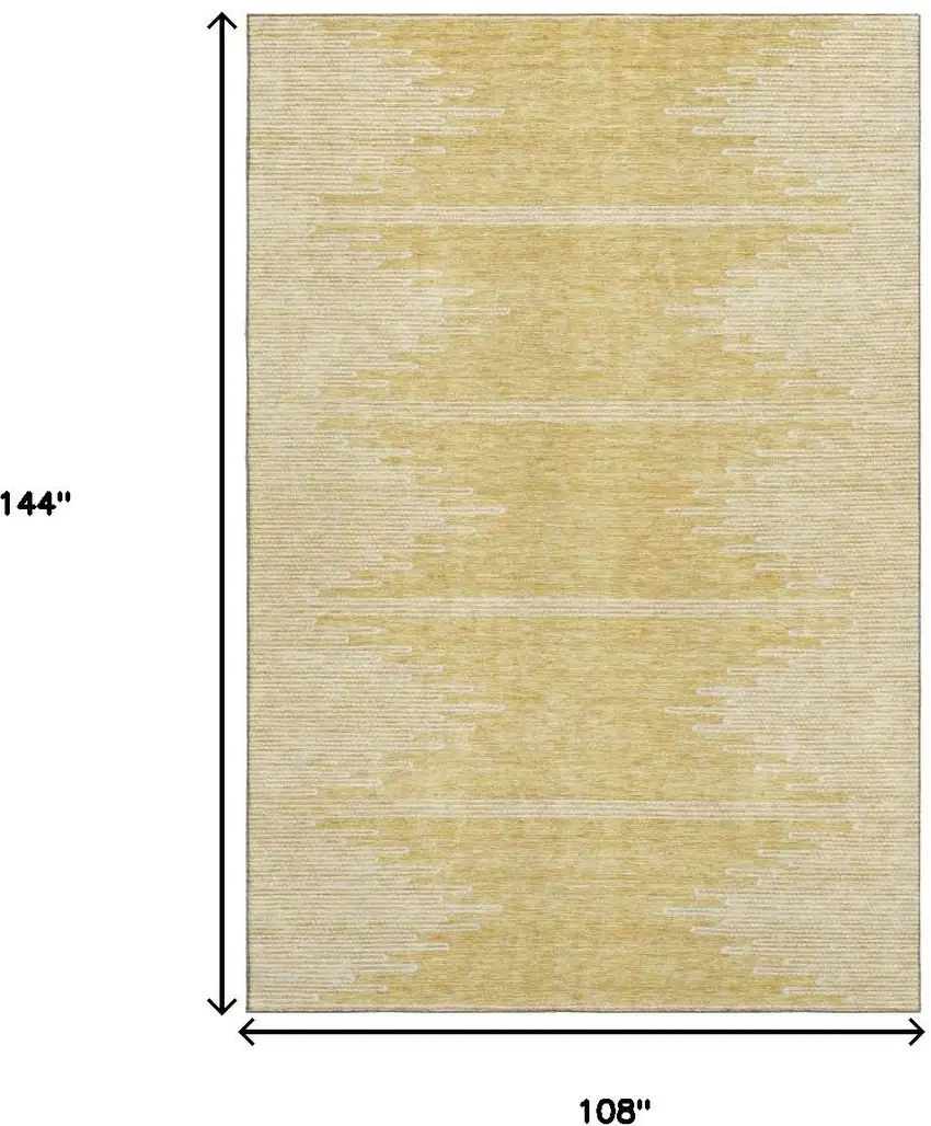 Gold And Ivory Abstract Washable Area Rug With UV Protection Photo 9