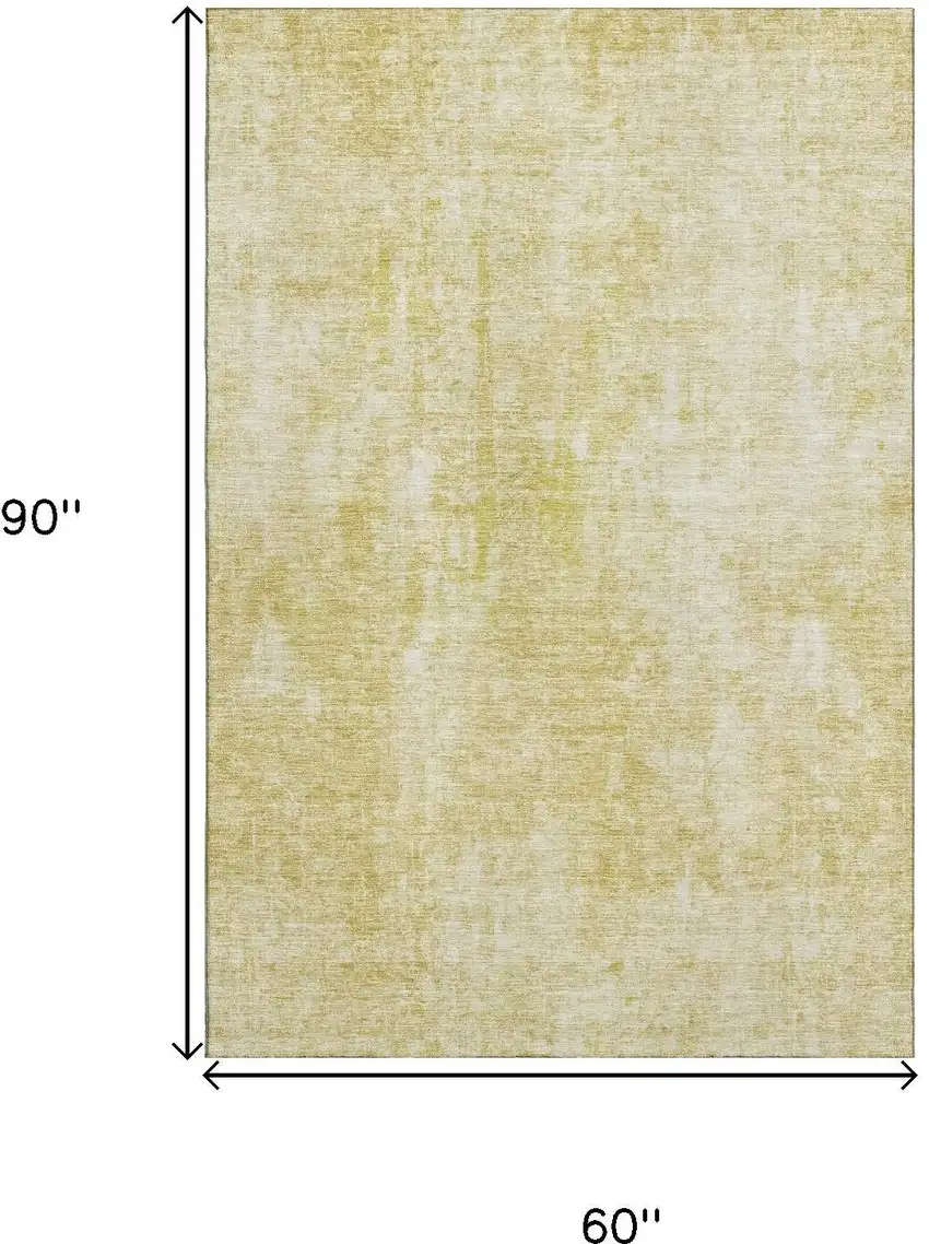 Gold And Ivory Abstract Washable Area Rug With UV Protection Photo 3