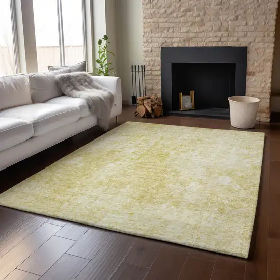 Gold And Ivory Abstract Washable Area Rug With UV Protection Photo 4