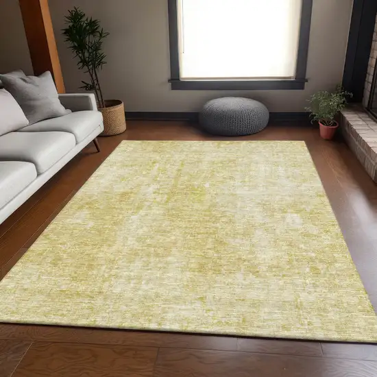Gold And Ivory Abstract Washable Area Rug With UV Protection Photo 2