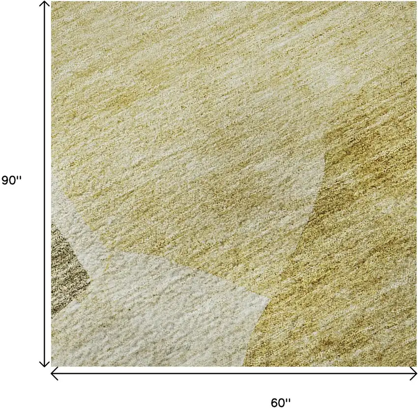 Gold And Ivory Abstract Washable Area Rug With UV Protection Photo 9