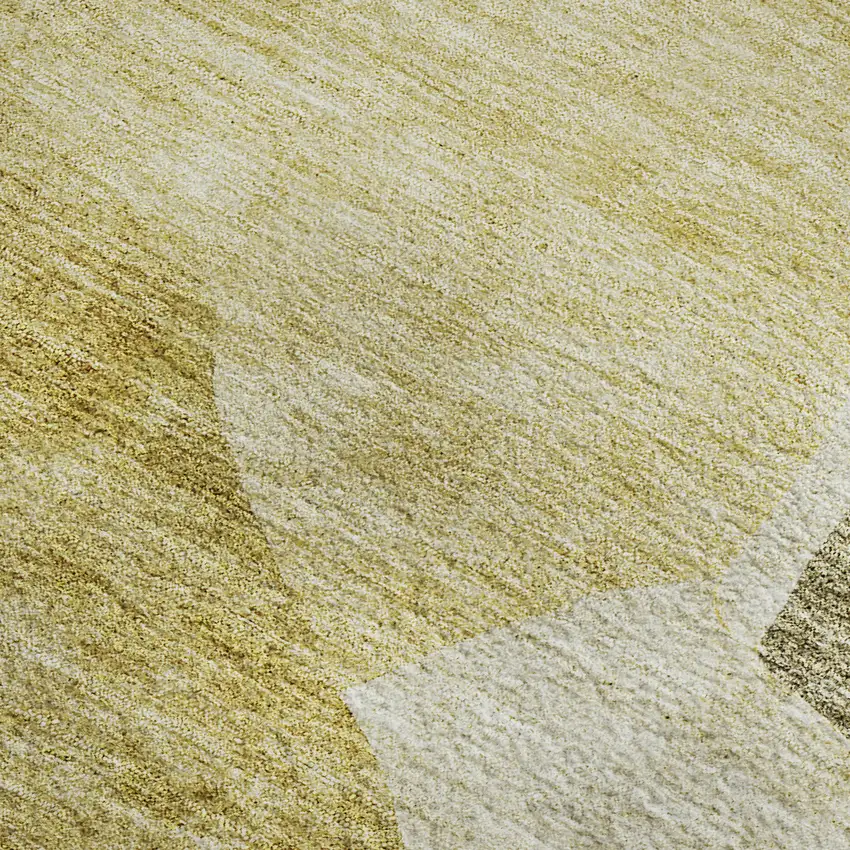 Gold And Ivory Abstract Washable Area Rug With UV Protection Photo 2