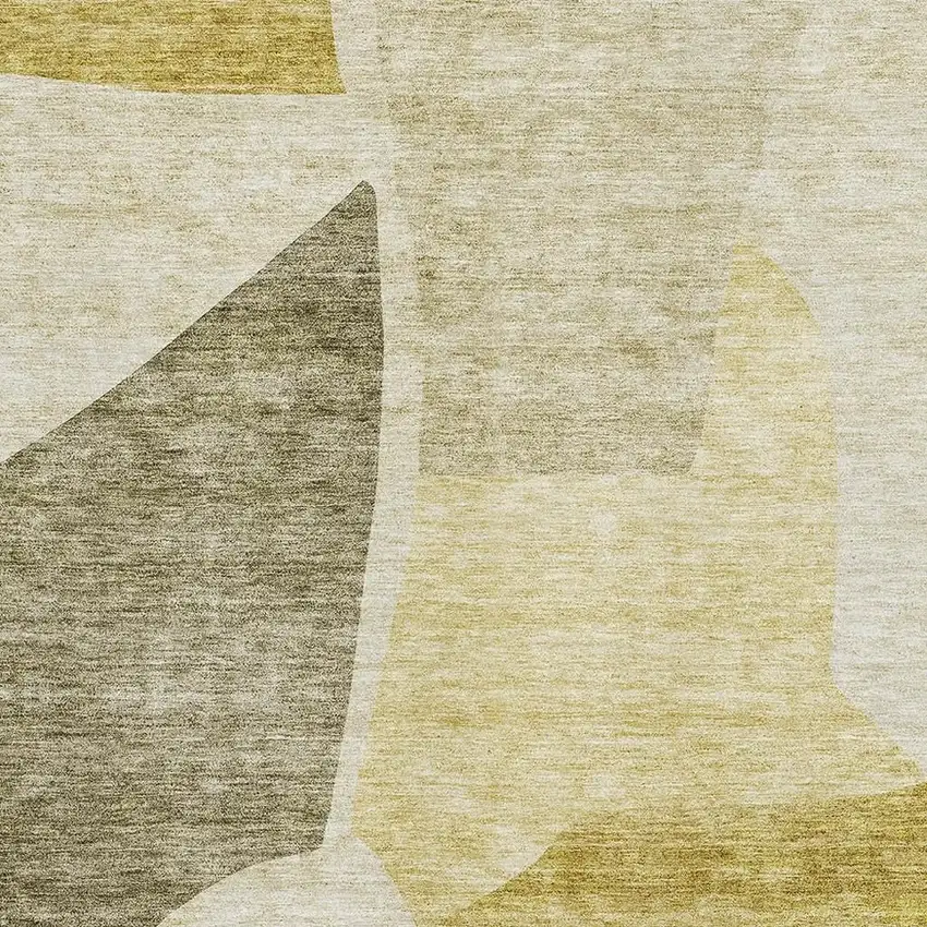 Gold And Ivory Abstract Washable Area Rug With UV Protection Photo 7