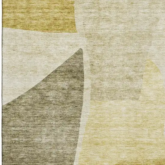 Gold And Ivory Abstract Washable Area Rug With UV Protection Photo 7