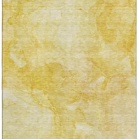 Gold And Ivory Abstract Washable Area Rug With UV Protection Photo 3